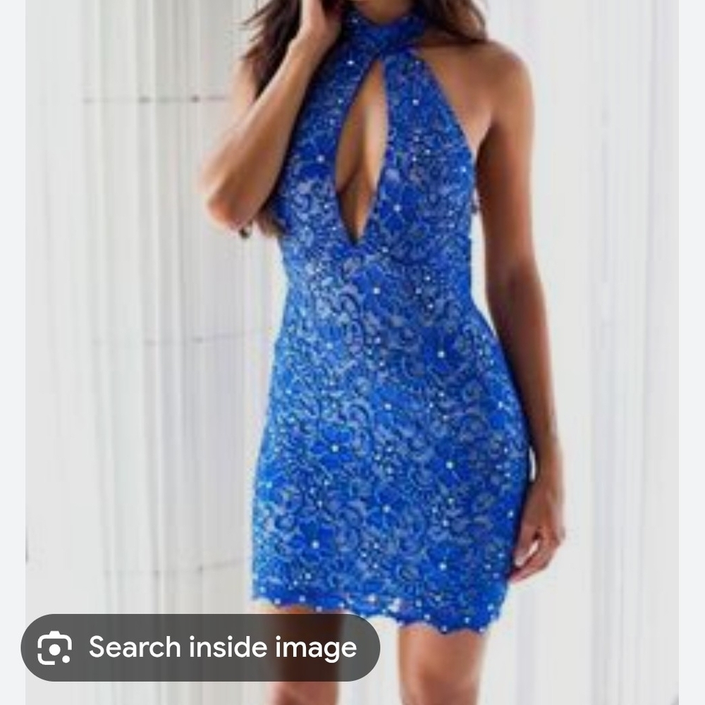 Elegant Blue Halter Dress